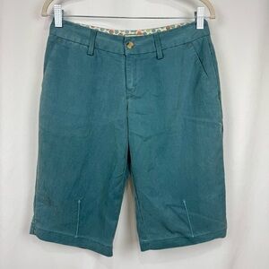 Horny Toad Womens Sz 4 Teal Blue Soft Tencel Bermuda Shorts Outdoorsy 14” Inseam